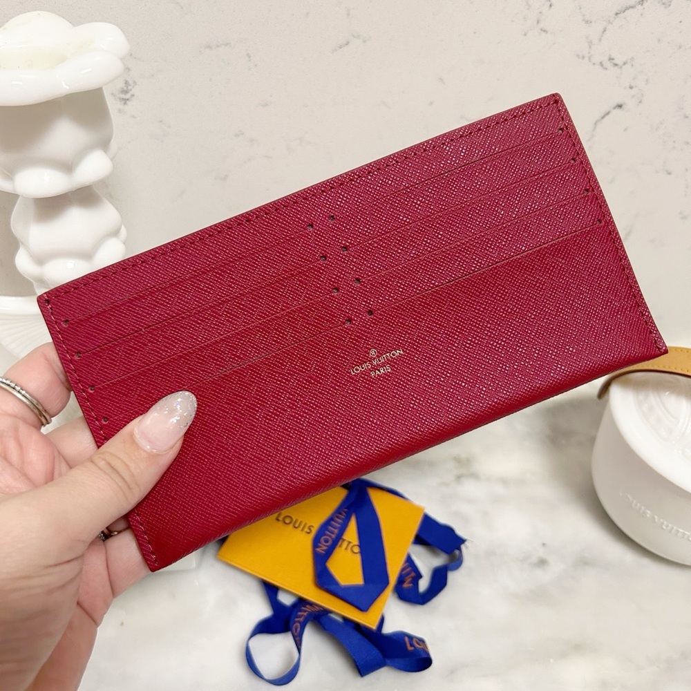 Authentic Louis Vuitton Calfskin Felicie Card Holder / Wallet in Fuschia - Picture 6 of 11